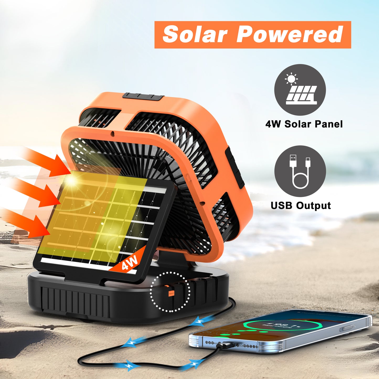 Jazmm Camping Fan with LED Lantern, 10000mAh Portable Battery Operated Outdoor Fan, 120°Head Rotation, 3 Light Modes, 6-Speed Tabletop Fan, Foldable Hooks Tent FansHiking for Camping Travel