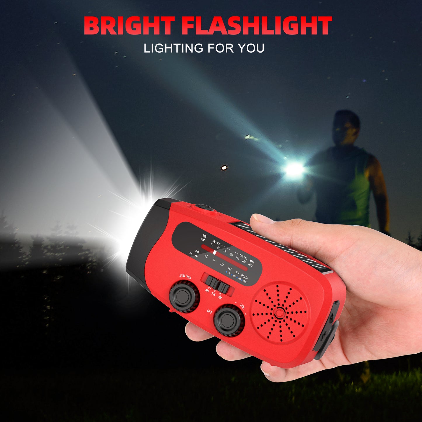 Jazmm Hand Crank Emergency Radio, NOAA/AM/FM Portable Radio, Solar Emergency Radio, Weather Alert, Flashlight for Emergency, 2000mAh Power Bank Cellphone Charger
