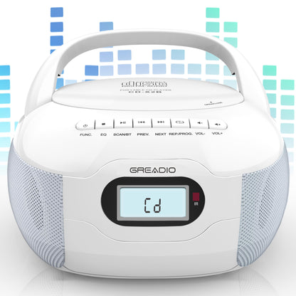 Boombox CD Player, Portable FM Radio CD Player with Bluetooth 5.1, LCD Display, AC Cord/Dry Battery Operation, TF/USB/AUX Port, Headphone Jack, CD-R/CD-RW Compatible for Home,Senior,Kids