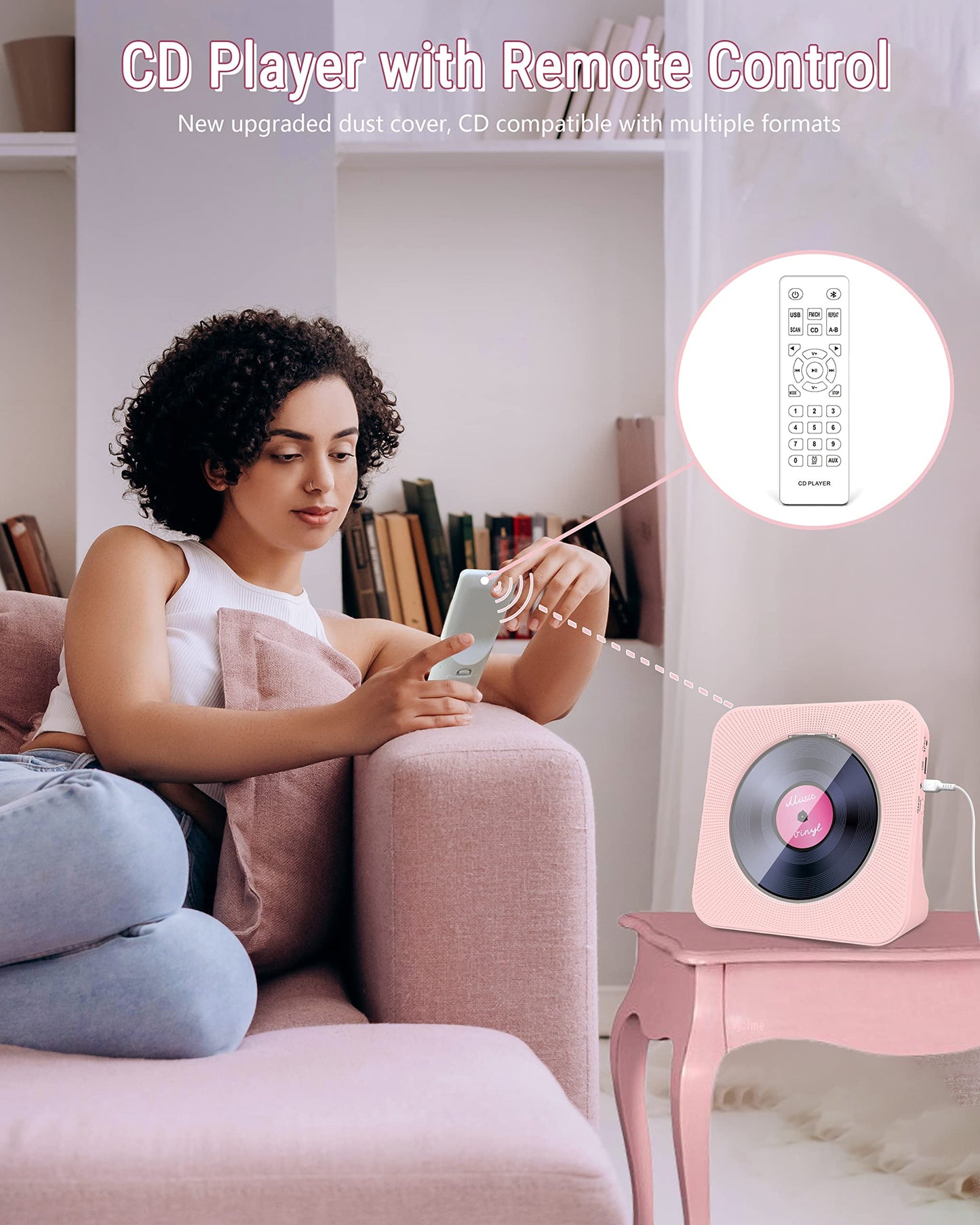 Jazmm CD Player Portable with Bluetooth, HiFi Sound Speaker, CD Music Player with Remote Control
