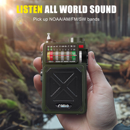 Jazmm Solar Emergency Radio with 4000mAh Power Bank, Hand Crank & Bluetooth 5.0, Portable Survival Radio with SOS Alarm/Flashlight, NOAA Weather/FM/AM/SW for Camping, Hiking, Blackouts