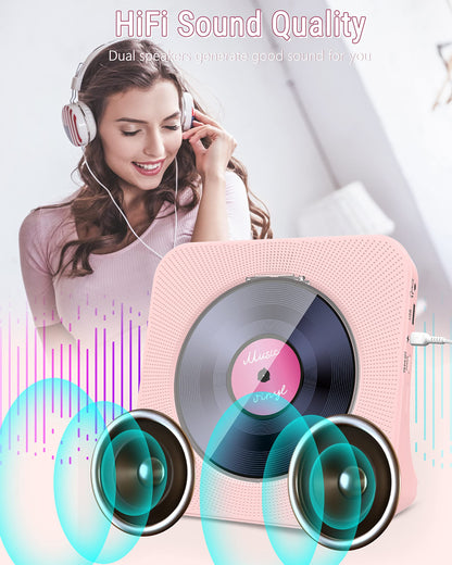 Jazmm CD Player Portable with Bluetooth, HiFi Sound Speaker, CD Music Player with Remote Control