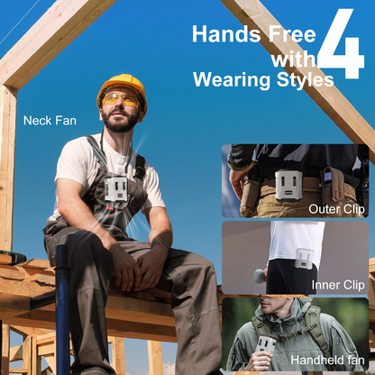 Jazmm Portable Waist Fan, Rechargeable Portable Wearable Fan with 3 Speeds Rechargeable Fan, LED Display, Flashlight & SOS Function, Up to 24H Battery Life for Outdoor Camping Travel