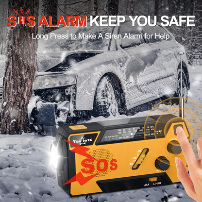 Jazmm Hand Crank Emergency Radio, Emergency Radio,Solar Radio,NOAA/AM/FM Weather Radio, 7400mWh Battery Operated 3 in 1 Charging Cable, LED Reading Light,SOS, for Winter Storm Hurricane Survival Gear