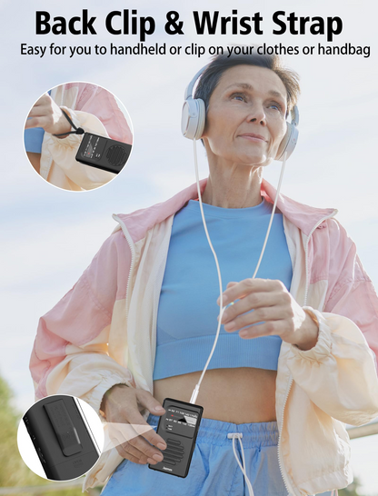 Jazmm Portable AM FM Radio, Battery Operated with 3W Speaker, Flashlight & Earphone Jack, Ideal Gift for All