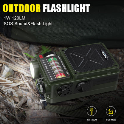 Jazmm Solar Emergency Radio with 4000mAh Power Bank, Hand Crank & Bluetooth 5.0, Portable Survival Radio with SOS Alarm/Flashlight, NOAA Weather/FM/AM/SW for Camping, Hiking, Blackouts