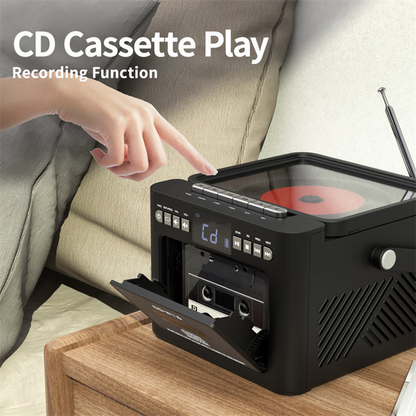 Jazmm Boombox CD Player, CD Cassette Player Combo with Bluetooth, Built-in 5000 Rechargeable Battery, 5w HiFi Speakers, FM Radio, Tape Recording, USB/AUX/Micro SD/3.5mm Headphone for Home