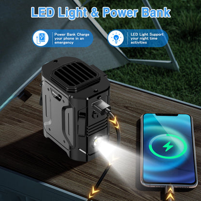Jazmm 8000mAh Portable Waist Fan Clip with LED Display & SOS Flashlight, 5-Speed Hands-Free Cooling Fan, Adjustable 15° Tilt for Outdoor Labor/Camping, Type-C Fast Charging & 35H Runtime