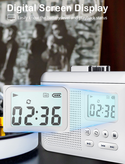 Portable Cassette Player Recorder Converter,Cassette to MP3 via SD Card,Tape Player with 1000mah Rechargeable Battery,Built-in Microphone&Speaker,Headphone Jack,16GB SD Card