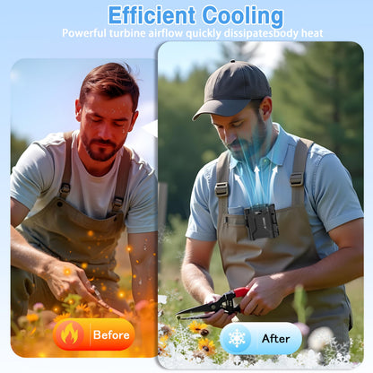 Jazmm 8000mAh Portable Waist Fan Clip with LED Display & SOS Flashlight, 5-Speed Hands-Free Cooling Fan, Adjustable 15° Tilt for Outdoor Labor/Camping, Type-C Fast Charging & 35H Runtime