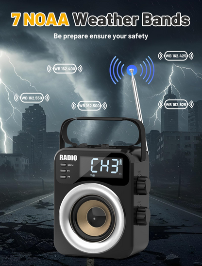 New 2026 Portable Radio AM FM WB SW with NOAA Alert, Bluetooth 5.4 Digital Radio, 4000mAh Rechargeable Battery/DC D*3 Cell Battery Operated, 10W Speaker, USB/TF Playback, LCD Display, Black