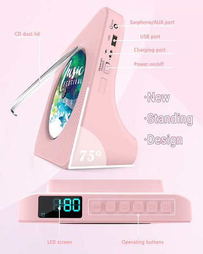 Jazmm CD Player Portable with Bluetooth, HiFi Sound Speaker, CD Music Player with Remote Control