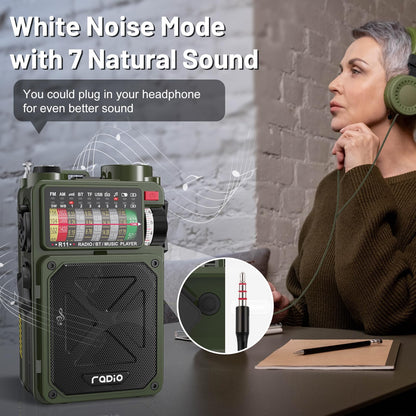 Jazmm Solar Emergency Radio with 4000mAh Power Bank, Hand Crank & Bluetooth 5.0, Portable Survival Radio with SOS Alarm/Flashlight, NOAA Weather/FM/AM/SW for Camping, Hiking, Blackouts