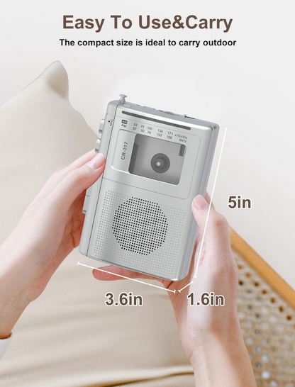 Cassette Player Recorder with Bluetooth Transmitter Walkman, Portable AM FM Cassette Player with Big Speaker, Stereo Earphone Jack, Support Microphone Recording, 2AA Battery or USB Power for Home