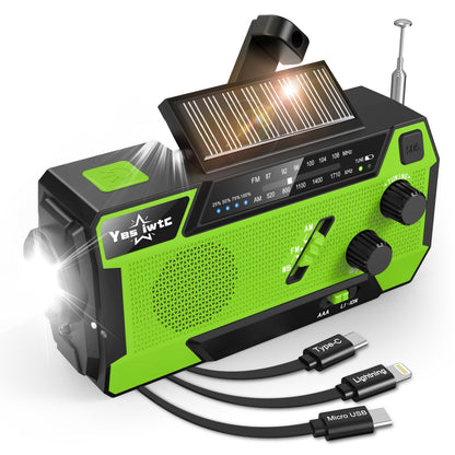 Jazmm Hand Crank Emergency Radio, Emergency Radio,Solar Radio,NOAA/AM/FM Weather Radio, 7400mWh Battery Operated 3 in 1 Charging Cable, LED Reading Light,SOS, for Winter Storm Hurricane Survival Gear