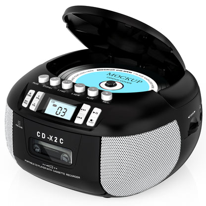 Jazmm CD Player Boombox Cassette Player Combo with Bluetooth, AM/FM Radio, Remote Control with Stereo Sound, AUX/USB Drive, Tape Recording,AC/DC Powered, Headphone Jack, LCD Display for Home,Kids,Gift