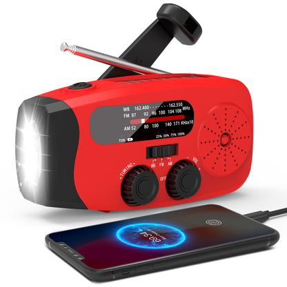 Jazmm Hand Crank Emergency Radio, NOAA/AM/FM Portable Radio, Solar Emergency Radio, Weather Alert, Flashlight for Emergency, 2000mAh Power Bank Cellphone Charger