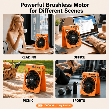 10000mAh Solar Camping Fan with Light, Rechargeable Portable Tent Fan with LED Lantern, 4-Speed Adjustable Airflow, Type-C Charging, Outdoor Camping and Emergency Use Fan