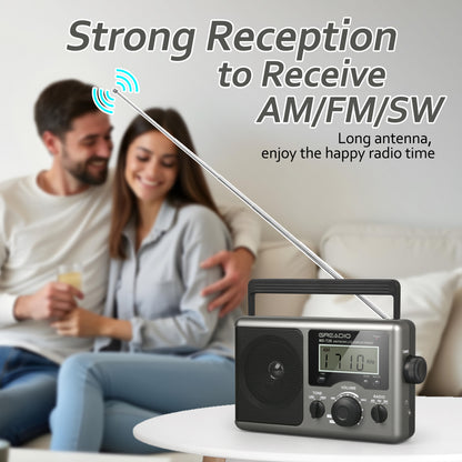 Jazmm AM FM Portable Radio Battery Operated Radio, AC/Battery Dual Power, small radio with and Big Speaker, Standard Earphone Jack, High/Low Tone Mode Large Knob for Home/Outdoor Use
