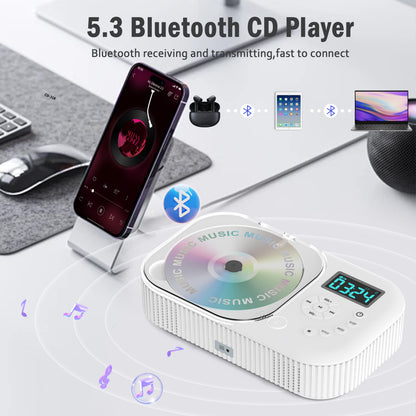Jazmm Portable CD Player, Rechargeable Bluetooth CD Players for Home & Car