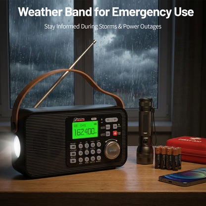 NEW 2026 Portable AM FM Radio with NOAA Weather Alert, AA Battery Backup, 10W Loud Speaker Tabletop Transistor Radio