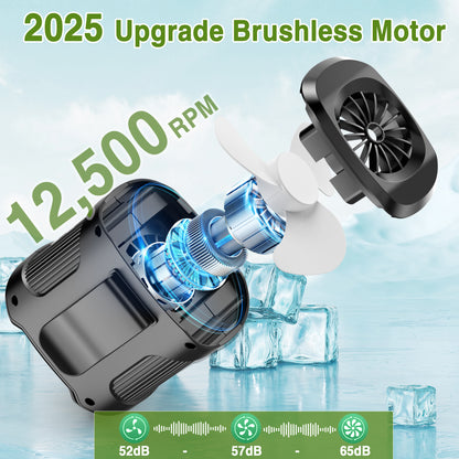 Jazmm Portable Waist Fan, Rechargeable Portable Wearable Fan with 3 Speeds Rechargeable Fan, LED Display, Flashlight & SOS Function, Up to 24H Battery Life for Outdoor Camping Travel