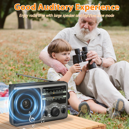 Jazmm AM FM Portable Radio Battery Operated Radio, AC/Battery Dual Power, small radio with and Big Speaker, Standard Earphone Jack, High/Low Tone Mode Large Knob for Home/Outdoor Use