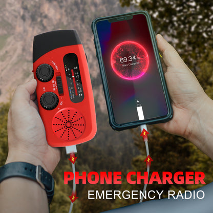 Jazmm Hand Crank Emergency Radio, NOAA/AM/FM Portable Radio, Solar Emergency Radio, Weather Alert, Flashlight for Emergency, 2000mAh Power Bank Cellphone Charger