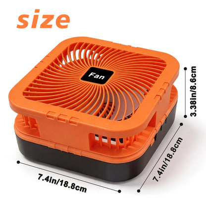 Solar Camping Fan with LED Light, 4000mAh Rechargeable Tent Fan, 4 Speeds, 90° Oscillation, Portable Outdoor Fan for Camping, Travel and Emergency Use