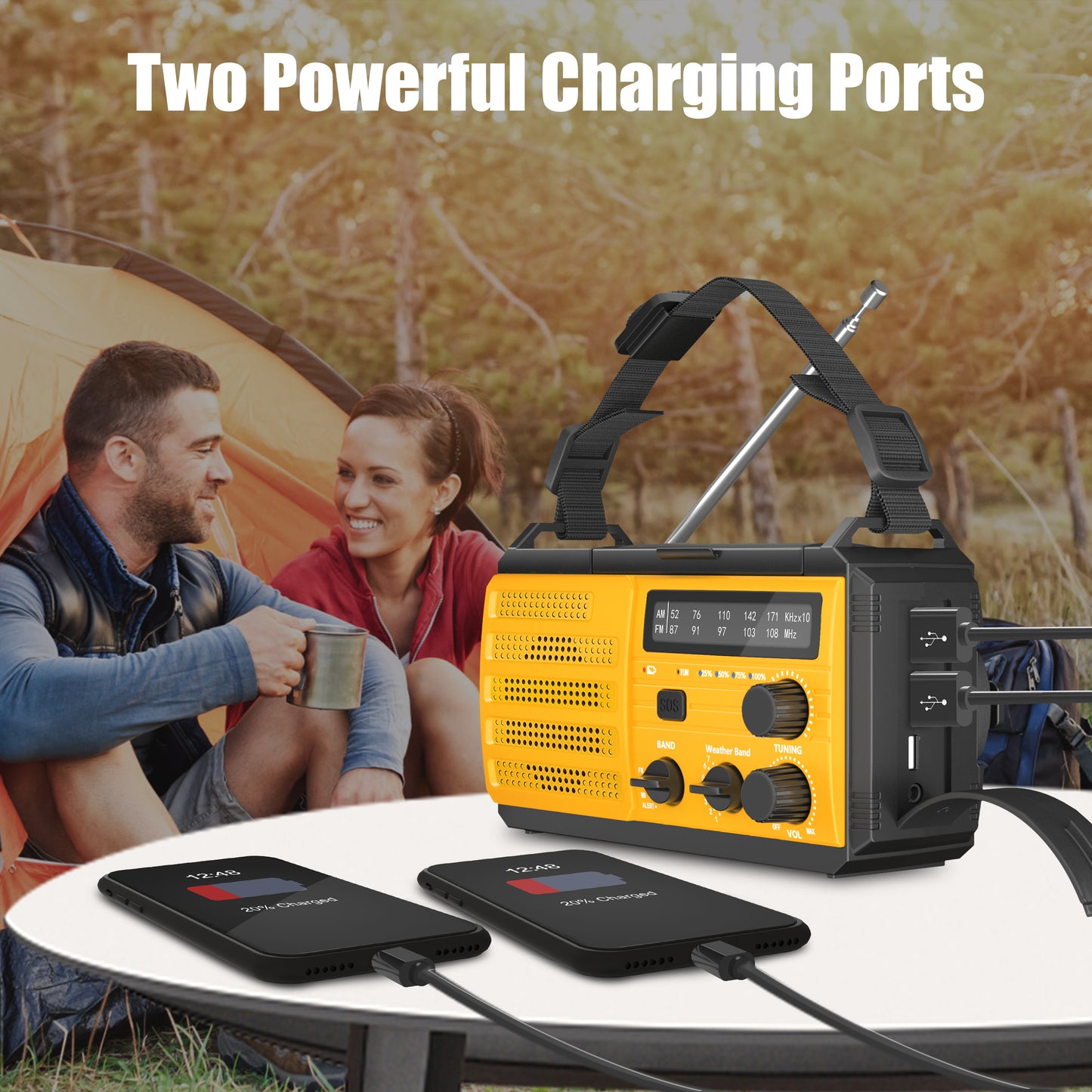 Jazmm 22200mWh Emergency Crank Radio, Emergency Solar Radio, NOAA/AM/FM Weather Radio, SOS Alarm, 6000wAh Battery Hand Crank Flashlight, Compass for Tornado, Winter Storm, and Survival Kits(Orange)