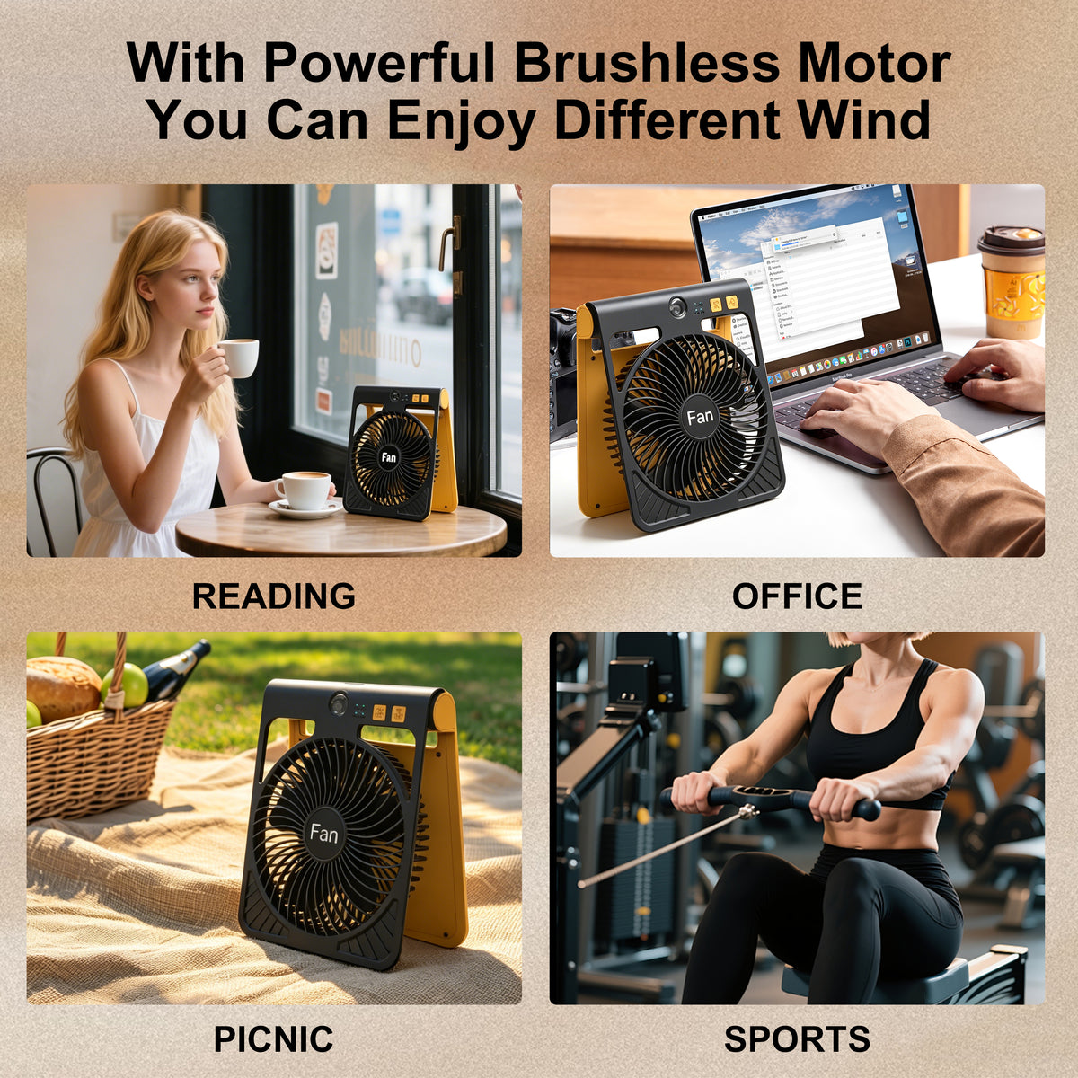 Solar Camping Fan with Light, Rechargeable Portable Tent Fan with LED Lantern, 4-Speed Adjustable Airflow, Type-C Charging, Outdoor Camping and Emergency Use Fan