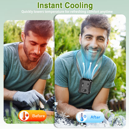 Jazmm Portable Waist Fan, Rechargeable Portable Wearable Fan with 3 Speeds Rechargeable Fan, LED Display, Flashlight & SOS Function, Up to 24H Battery Life for Outdoor Camping Travel