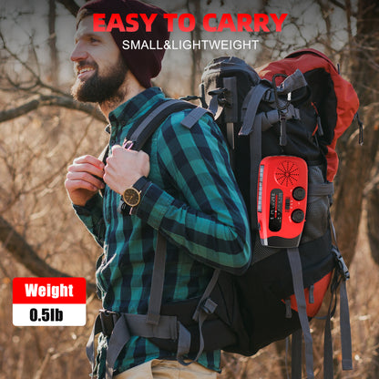 Jazmm Hand Crank Emergency Radio, NOAA/AM/FM Portable Radio, Solar Emergency Radio, Weather Alert, Flashlight for Emergency, 2000mAh Power Bank Cellphone Charger