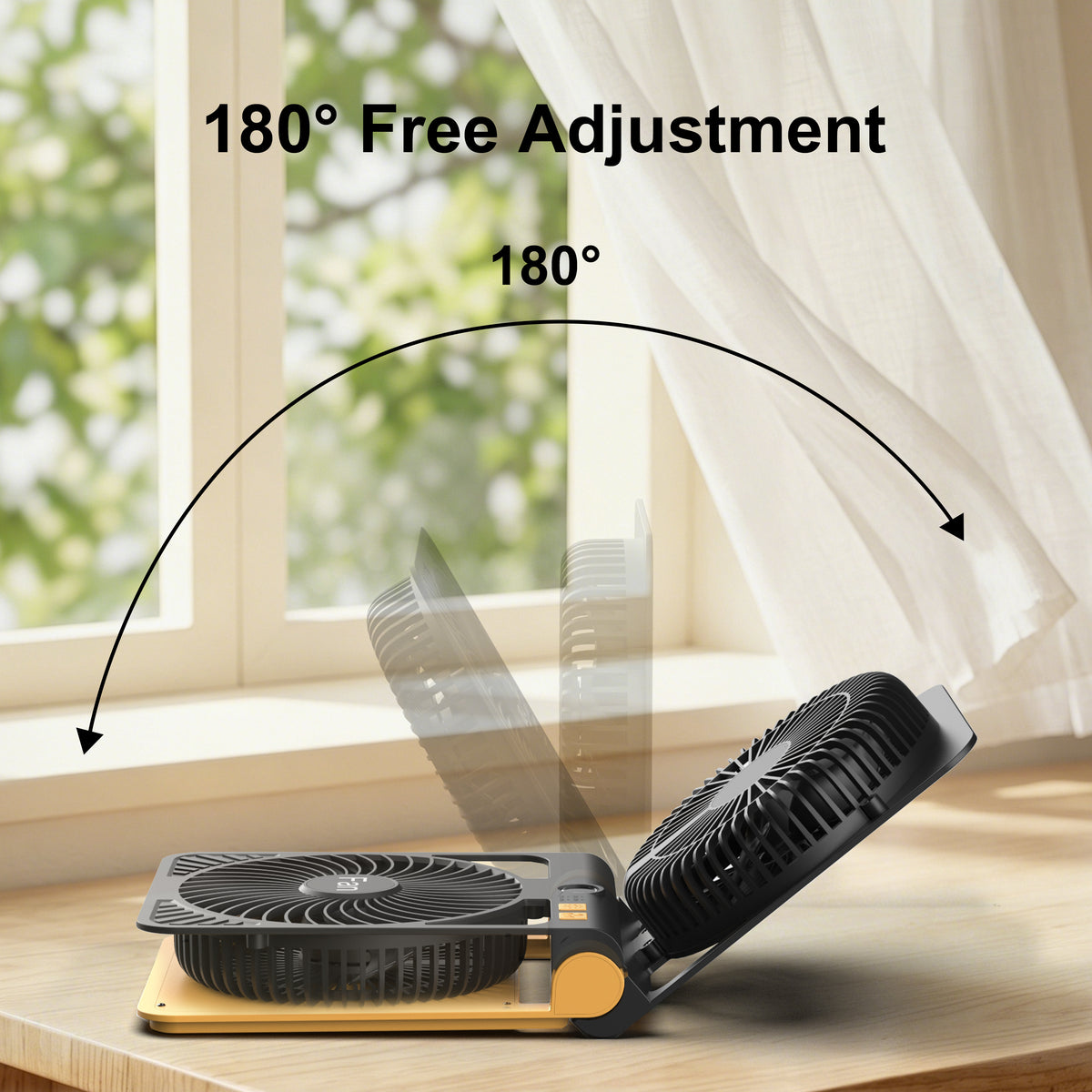 Solar Camping Fan with Light, Rechargeable Portable Tent Fan with LED Lantern, 4-Speed Adjustable Airflow, Type-C Charging, Outdoor Camping and Emergency Use Fan