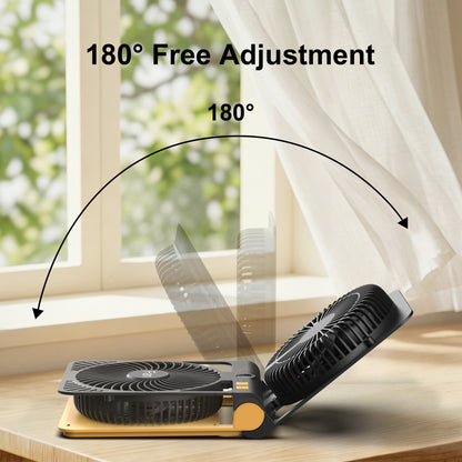 Solar Camping Fan with Light, Rechargeable Portable Tent Fan with LED Lantern, 4-Speed Adjustable Airflow, Type-C Charging, Outdoor Camping and Emergency Use Fan