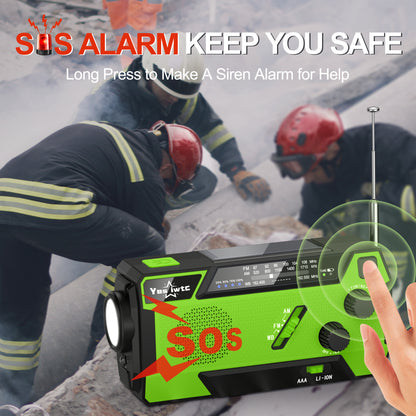 Jazmm Hand Crank Emergency Radio, Emergency Radio,Solar Radio,NOAA/AM/FM Weather Radio, 7400mWh Battery Operated 3 in 1 Charging Cable, LED Reading Light,SOS, for Winter Storm Hurricane Survival Gear