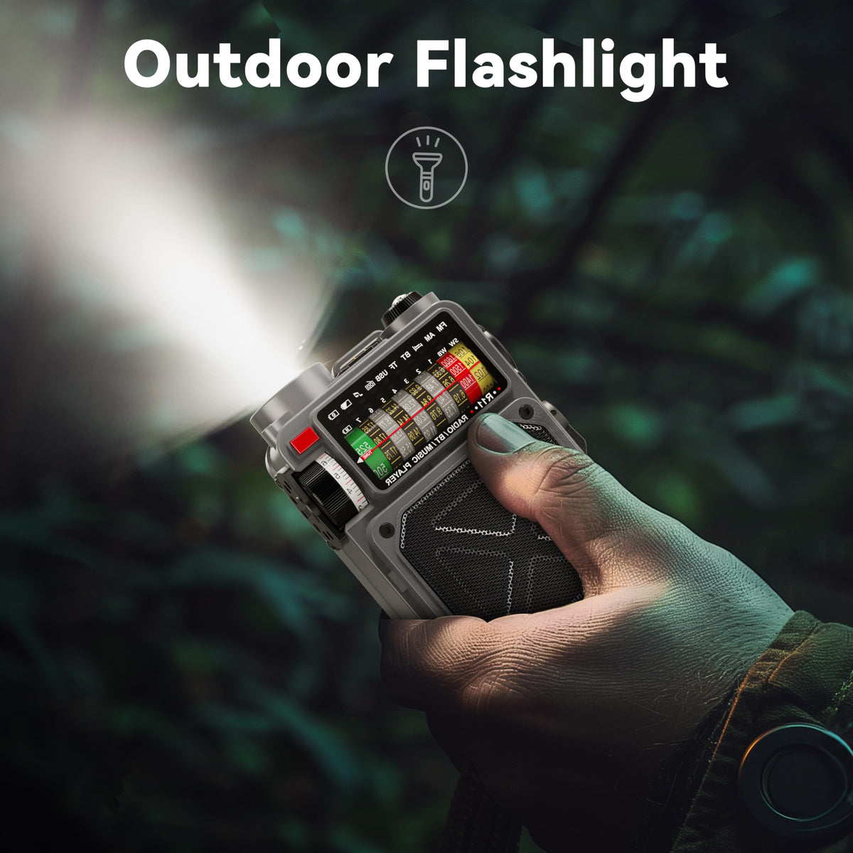 Jazmm Solar Emergency Radio with 4000mAh Power Bank, Hand Crank & Bluetooth 5.0, Portable Survival Radio with SOS Alarm/Flashlight, NOAA Weather/FM/AM/SW for Camping, Hiking, Blackouts