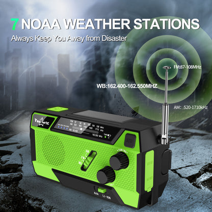 Jazmm Hand Crank Emergency Radio, Emergency Radio,Solar Radio,NOAA/AM/FM Weather Radio, 7400mWh Battery Operated 3 in 1 Charging Cable, LED Reading Light,SOS, for Winter Storm Hurricane Survival Gear